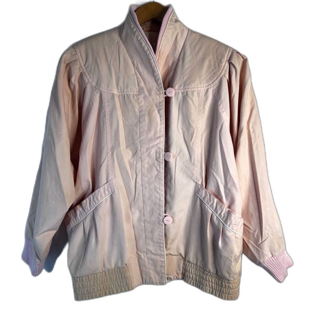Mulberry Street Vintage Pink Retro Granny Core Button Front‎ Jacket Size Large